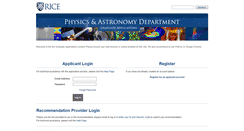 Desktop Screenshot of physgradapps.rice.edu